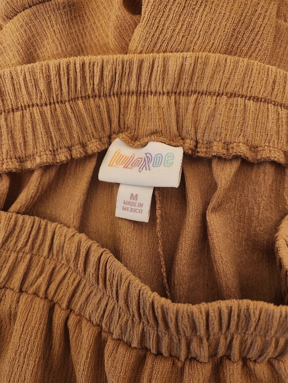 Lularoe Simply Comfortable Ruffle Light Brown Elastic Shorts Size Medium NEW - Picture 5 of 7